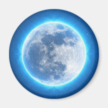 Aimant frigo rond avec une lune éclairée