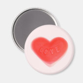 Aimant frigo rose coeur doux rond (Recto/Verso)