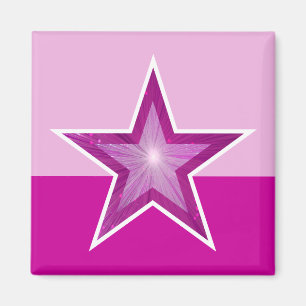 Aimant frigo rose Star carré deux tons rose
