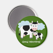 Aimant frigo vaches mignonnes "Bonjour" (Recto/Verso)