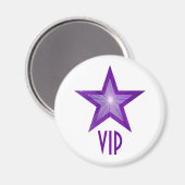 Aimant frigo 'VIP' violet étoile blanc rond (Recto/Verso)