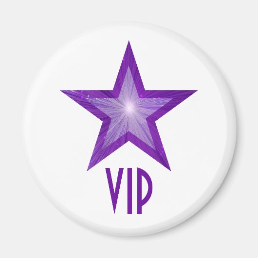 Aimant frigo 'VIP' violet étoile blanc rond (Devant)