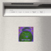 Aimant frigo "Your Text" vert chat effrayant (In Situ (Lave-vaisselle))
