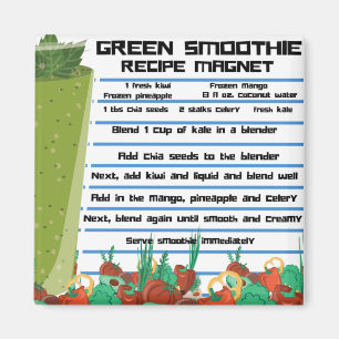 Aimant frigorifique à recette Smoothie verte