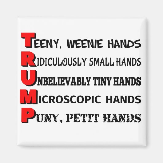 Aimant frigorifique Trump Mains Minces (Devant)