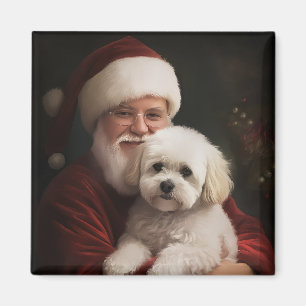 Aimant Frise de Bichon avec Noël Festif du Père Noël