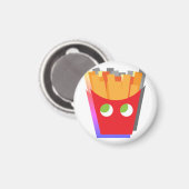 Aimant Frites Glitch Rouges et Jaunes Simples Drôles Mode (Recto/Verso)