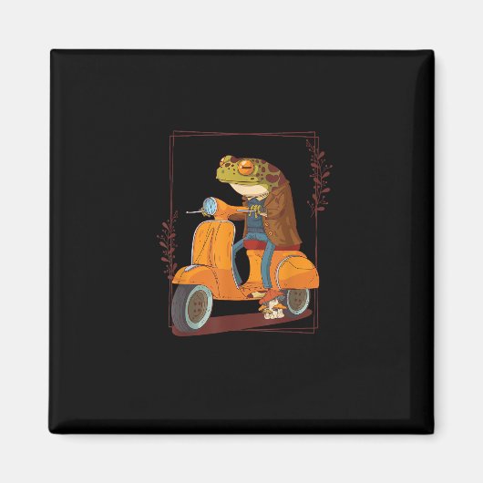 Aimant Frog Scooter Mushroom Goblincore Academia (Devant)