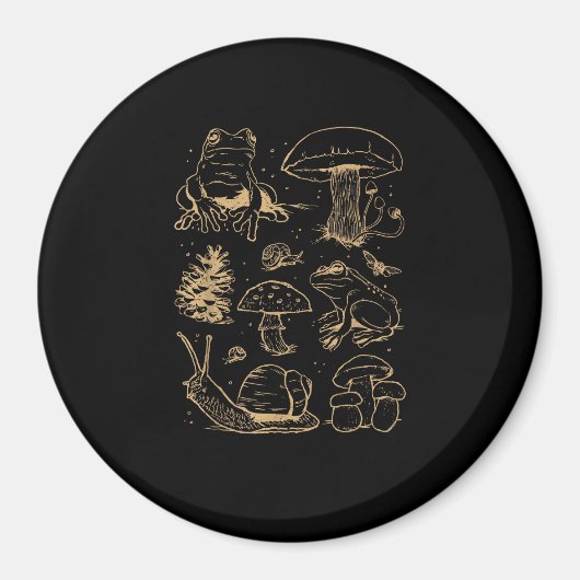 Aimant Frogs And Mushrooms Vintage Sketch – Aesthetic Gob (Devant)
