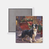 Aimant Frontière Collie Festive de Noël (Recto/Verso)