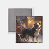 Aimant Frontière Collie Festive de Noël (Recto/Verso)