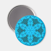 Aimant Frosty Ice Blue Snowflake Kaleidoscope Pattern (Recto/Verso)