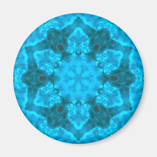 Aimant Frosty Ice Blue Snowflake Kaleidoscope Pattern (Devant)