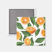 Aimant Fruit Botanique Orange Citrus Sans Couture (Recto/Verso)