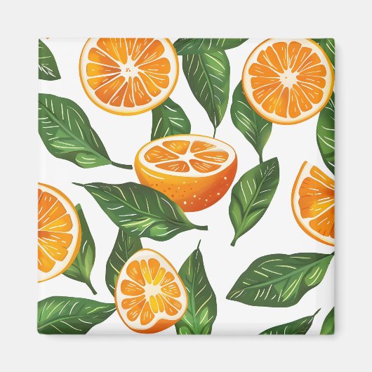 Aimant Fruit Botanique Orange Citrus Sans Couture (Devant)