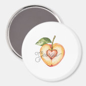 Aimant Fruit de coeur pêche de Géorgie (Recto/Verso)
