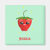 Aimant Fruit Monogram kawaii sur turquoise (Devant)