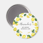 Aimant Fruit Motif d'aquarelle aux citrons jaunes Anniver (Recto/Verso)