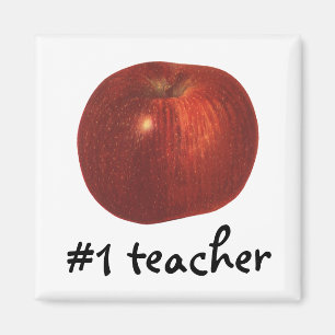 Aimant Fruit vintage, Pomme délicieuse Rouge bio