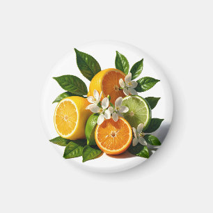 Aimant Fruits de Citrus Vibrants Fleurs Réalistes