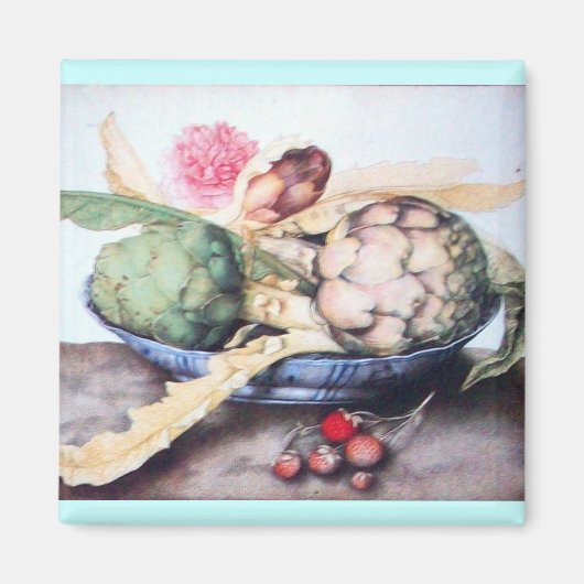 AIMANT FRUITS DE SAISON 4- ARTICHOKES, ROSE & FRAISES (Devant)