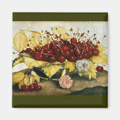 AIMANT FRUITS DE SAISON / CHERRIES ET CARNATIONS (Devant)