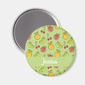 Aimant Fruits d'été frais motif vert (Recto/Verso)