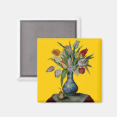 AIMANT FRUITS ET FLEURS DE SAISON - TULIPS EN VASE BLEUE (Recto/Verso)