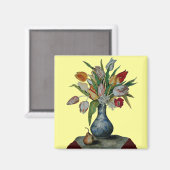 AIMANT FRUITS ET FLEURS DE SAISON - TULIPS EN VASE BLEUE (Recto/Verso)