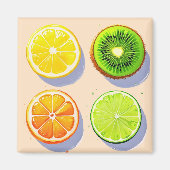 Aimant Fruits Slices Pop Art (Devant)