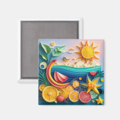 Aimant Fruits tropicaux 3D (Recto/Verso)