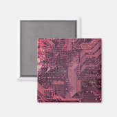 Aimant Fuchsia Cyber Circuit Board Tech Art Electronique (Recto/Verso)