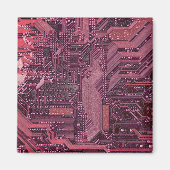 Aimant Fuchsia Cyber Circuit Board Tech Art Electronique (Devant)