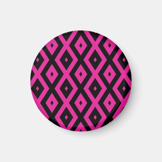 Aimant Fuchsia et motif de diamants noirs (Devant)