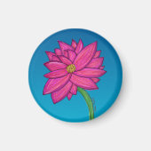Aimant Fuchsia Pink Flower with blue background (Devant)