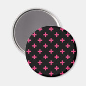 Aimant Fuchsia polka croise sur noir (Recto/Verso)