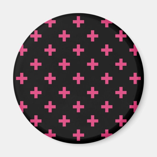 Aimant Fuchsia polka croise sur noir (Devant)