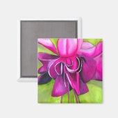 Aimant Fuchsia pop art watercolour flower (Recto/Verso)