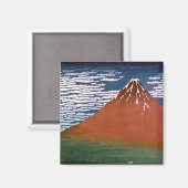 Aimant Fuji rouge, Aka Fujiyama Volcan Katsushika Hokusai (Recto/Verso)