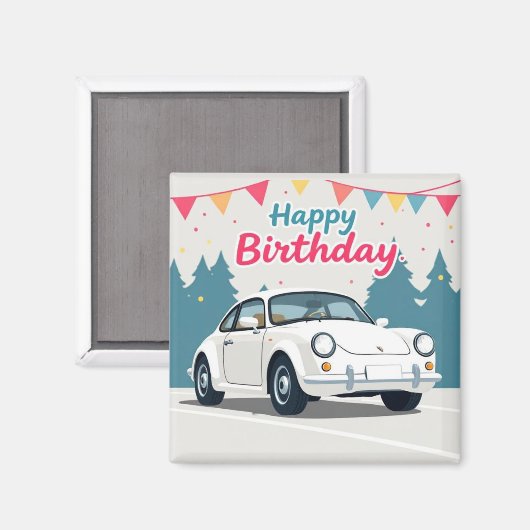 Aimant Fun Auto-Thème Joyeux anniversaire (Recto/Verso)
