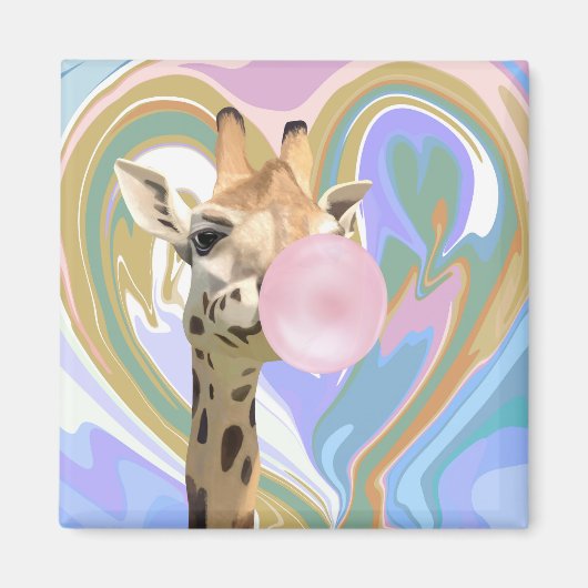 Aimant Fun Bubblegum soufflant Giraffe Liquide Swirl Bleu (Devant)