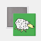 Aimant Fun Cartoon Sheep en noir, blanc et vert (Recto/Verso)