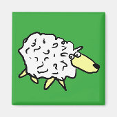 Aimant Fun Cartoon Sheep en noir, blanc et vert (Devant)
