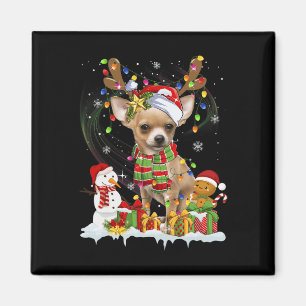 Aimant Fun Chihuahua Noël Chien moche Santa Hat Lumières