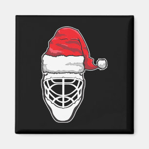 Aimant Fun Christmas Hockey Goalie Masque Santa Hat Xmas