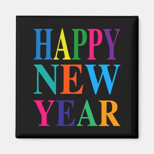 Aimant Fun Colorful Happy New Year T Shirt (Devant)