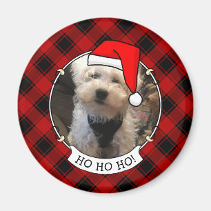 Aimant Fun Custom Christmas Red & Black Plaid Photo Cadre
