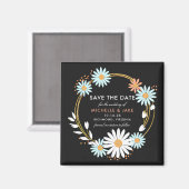 Aimant Fun de couronne de fleurs Enregistrer la date (Recto/Verso)