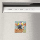 Aimant Fun de ferme - Vache avec couronne de fleurs (In Situ (Lave-vaisselle))