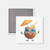Aimant Fun de noix de coco Vacances joyeuses Fête de Bois (Recto/Verso)